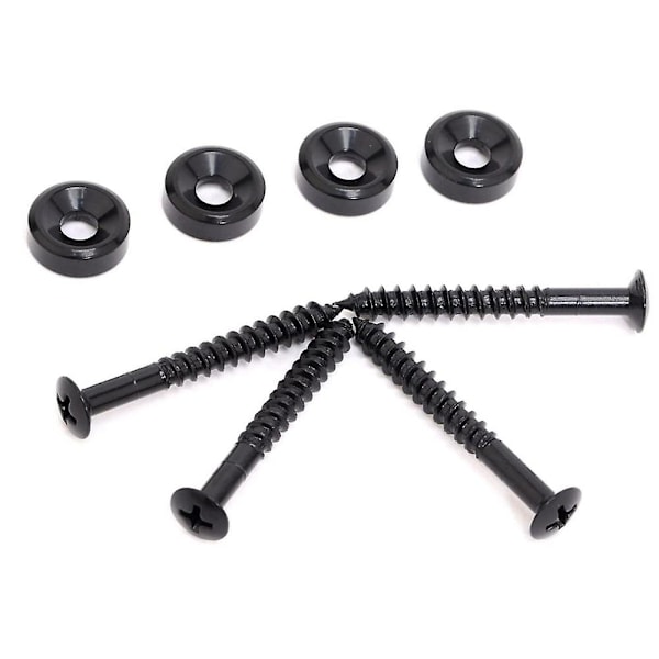 4 st gitarrhalsfogbushingar set gitarrhalsmonteringsskruvar basbussningar med muttrar (FMY) Black