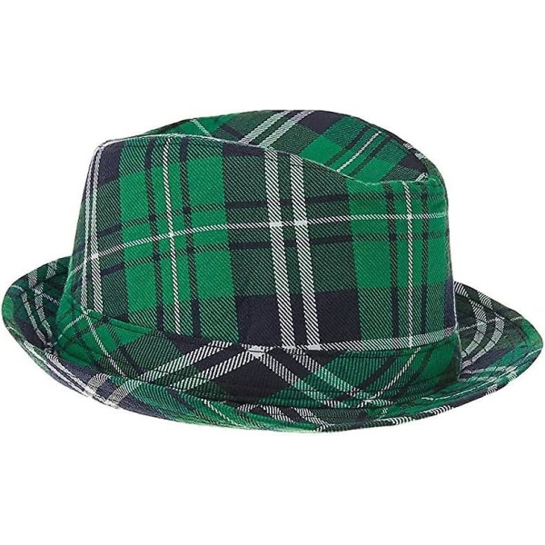 St. Patrick's Day Plaid Kangas Fedora Hat | Juhlatarvike, 30*20cm, wz-1743 (FMY)