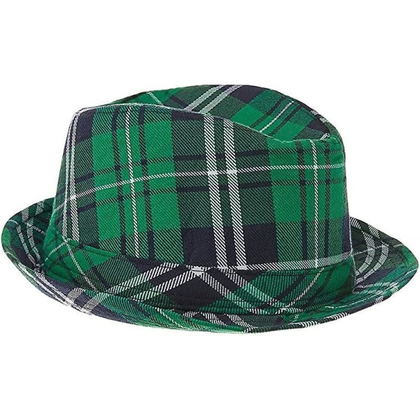 St. Patrick's Day Rutig Tyg Fedora Hatt | Festtillbehör, 30*20cma,wz-1743  (FMY)