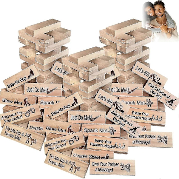 Super Naughty Blok Tårnspil - Paraktiviteter & Date Night Ideer, Frække Date Night Ideer, Træbrætspil Til Par (FMY)