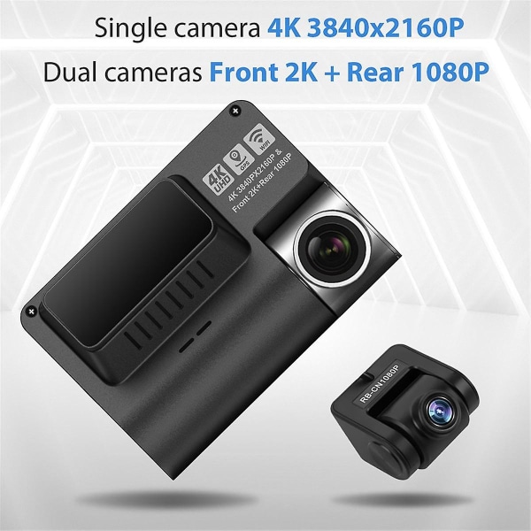 Auton Ultra High Definition 4k Uhd Etu- ja Takakamera Kaksi Kameratallennin Ajo Tallennin Adas Gps Wifi A800s Optimoitu Versio C  (FMY)