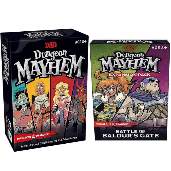 Dungeones Mayhem Dungeonsing Dragons -korttipeli 120 korttia Leluviihdejuhlat Perheystävät Taistelu Baldursin portin puolesta (FMYED) basic and expansion