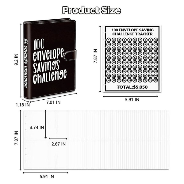 100 Kuoren Haastekantaja, A5 Budjettikantaja - Säästä 5 050 Haasteen Mustalla (FMY)