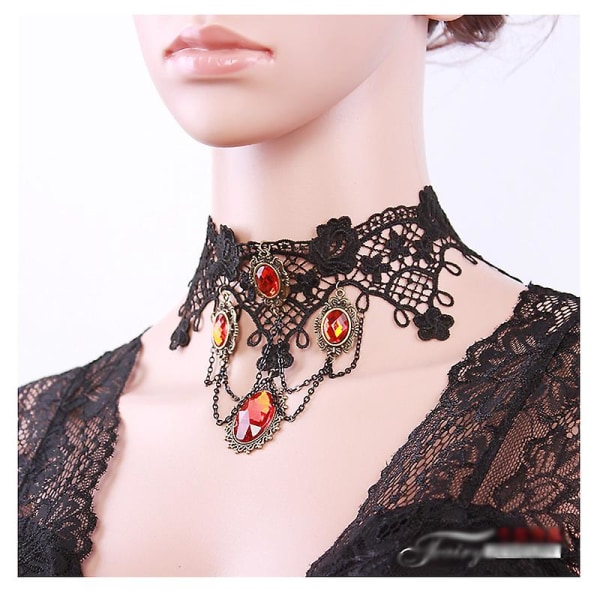 Klassisk Gotisk Tattoo Lace Choker Kvinne Halskjede Choker Halskjede Sett Stretch Velvet Kvinne Halskjede Smykker (FMY)