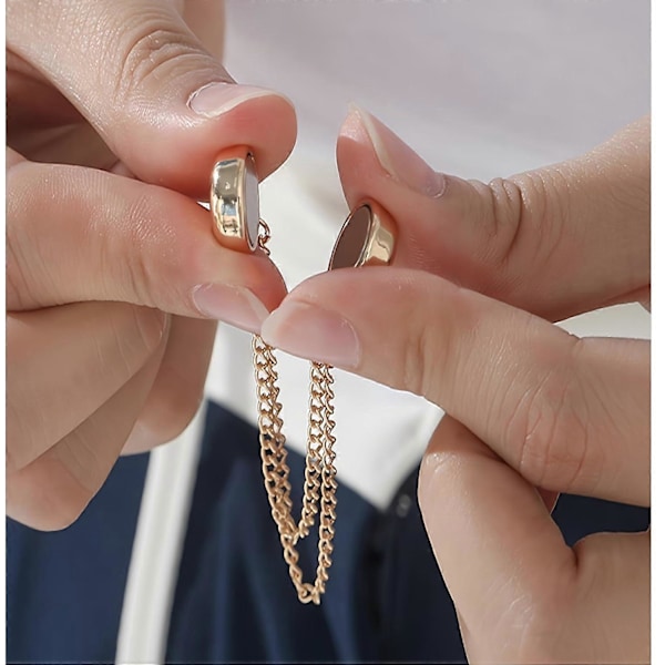 Magnetiska Klädclips med Flera Funktioner | Starkaste Magnetiska Knappar | Multifunktionella Magnetiska Broscher Utan Nål för Kvinnors Kläder (FMY) golden