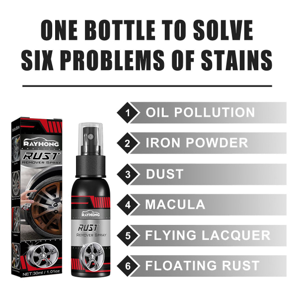 3 stk Øyeblikkelig rustfjerning Spray Kraftig rustfjerner fjerner rust uten å skrubbe rustne overflater 30ml (FMY)