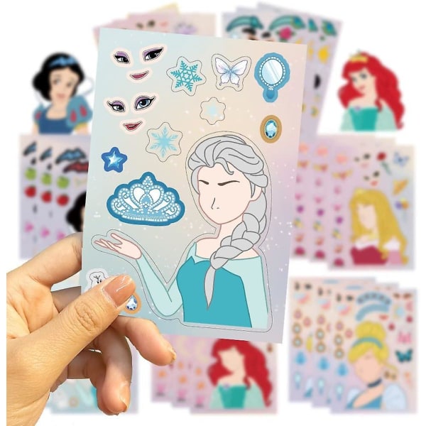 8 Sheets Make Your Own Princess Face Stickers For Kids Princess Theme Diy Face Stickers For Water Bottle Cup Laptop Patches (make A Face)  (FMY)