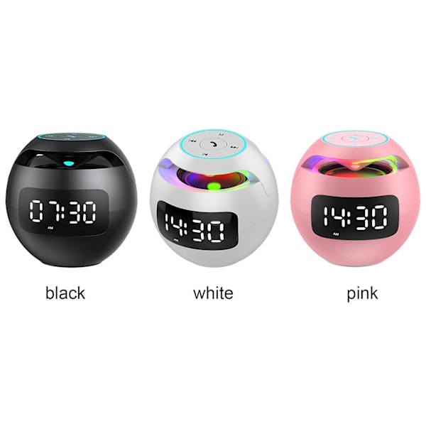 5.0 Bluetooth Trådløs Højttaler LED Digital Vækkeur FM Radio Musik MP3 Afspiller (FMY) black