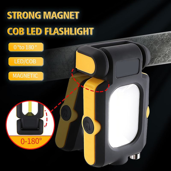 Arbejdslampe med 3 lystilstande, COB magnetisk lommelygte, mini LED lommelygte, nødlommelygte (uden batteri) (FMY)