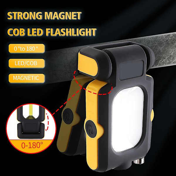 Arbetslampa med 3 lägen, COB-magnetficklampa, mini-LED-ficklampa, nödlampa (utan batteri) (FMY)