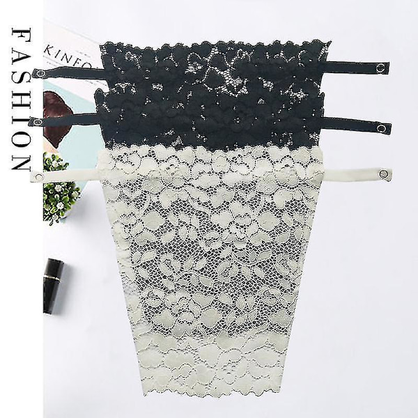 3 stk. Blondering Lace Clip-on Camisole Bra Insert Overlay Modesty Panel Mock Best (FMY)
