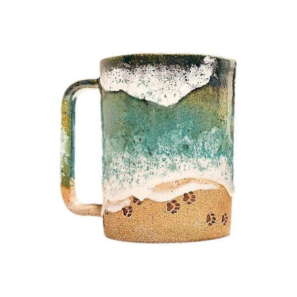 Keramisk Kaffemugg med Havskustlinje, Tassavtryck, Vattenkopp, Tekopp, Kaffetillbehör (FMY) 11oz