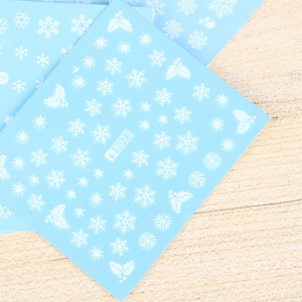 30 ark Snowflake Nail Stickers Vita självhäftande vinterjul (FMY)
