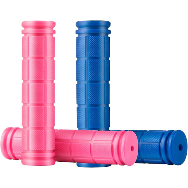 Sykkelstyrehåndtak, myke gummi sykkelhåndtak, universell størrelse, 2 sett, rosa + mørkeblå (FMY)