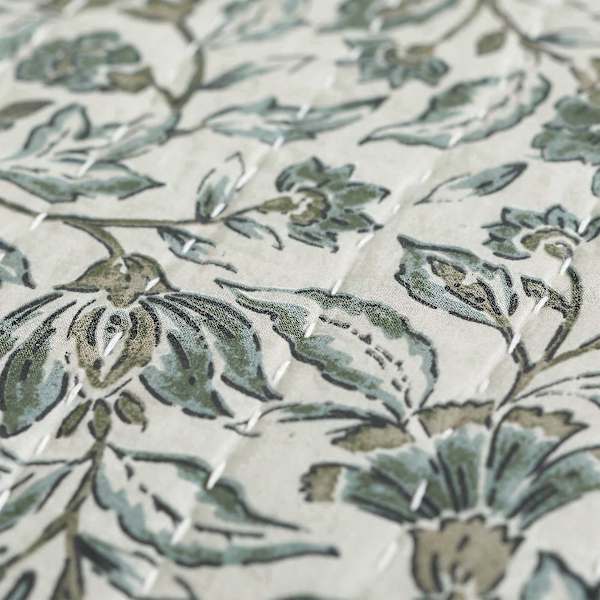 Better Homes & Gardens Sage Green Block Print Floral Reversible Cotton Decorative Pillow/LX348  (FMY) 16x16in 40x40cm