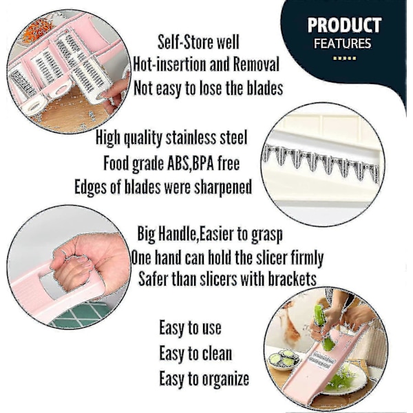 5-i-1 Mandolin Slicer for Kjøkken - Grønnsaks Slicer og Kutter (FMY)