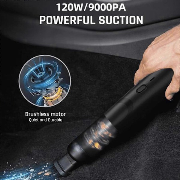 Ohut V8 Mate Johdoton Auton Imuri Suuri Teho 12000Pa/30AW, Kädessä Pidettävä Johdoton Kannettava Auton Imuri (FMY) black