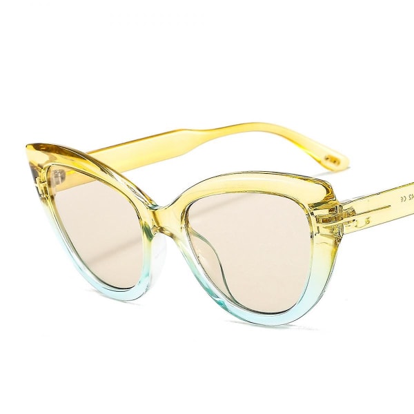 Cateye solbriller for kvinner Mote speilglass metallinnfatning (FMY)