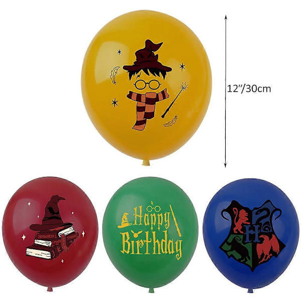 Harry Potter Födelsedag Dekorationssats Innehåller Grattis På Födelsedagen Banderoll Ballonger Kit Tårta Cupcake Toppers, Magic Wizard Party Supplies  (FMY)
