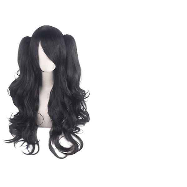 Lolita Lång Lockig Clip-On Hästsvans Cosplay Peruk, Dubbel Hästsvans Tiger Clip Lång Lockig Peruk (Jet Black), wz-1348 (FMY)