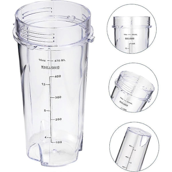 16oz Erstatningskopper til Ninja Qb3001ss Passer til Kompakt Personlig Blender, Med Låg - 2 Pakke (FMY) Transparent  Black