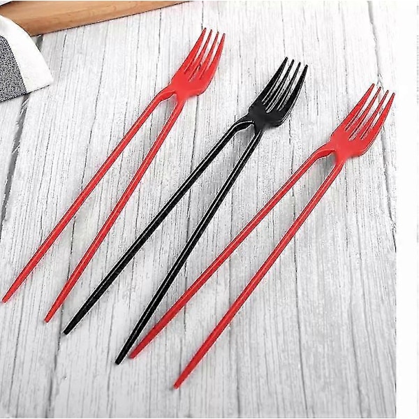 Gaffel-Pindegaffel i én, Chork 24-pakning Gaffel-Pindegaffel Combo (FMY) Red forked chopsticksB 1pair