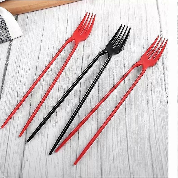 Gaffel-Pindegaffel i én, Chork 24-pakning Gaffel-Pindegaffel Combo (FMY) Red forked chopsticksB 5pairs