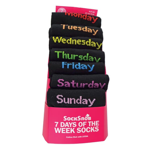 - 7-pack Damsockar med Veckodagar (FMY) Black 4-8 UK
