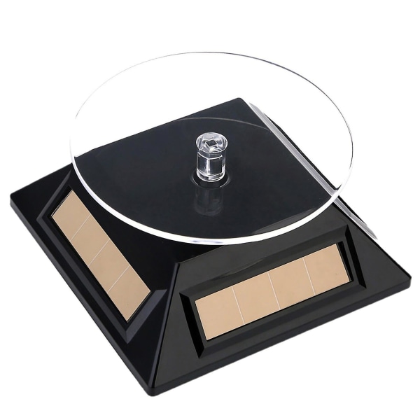 Solcelledrevet displaystativ 360 graders rotasjon energibesparende ABS roterende plattform displaybase for utstillingsvindu (FMY) Black