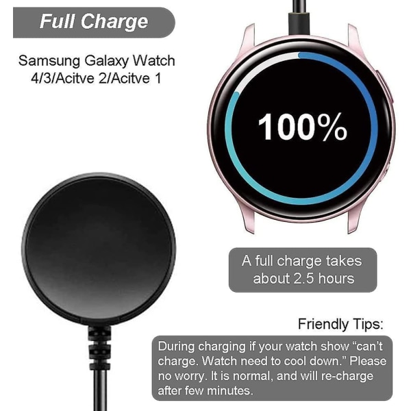 Oplader til Samsung Galaxy Watch 4/3 Active 2 Senioroy opladningsdock, sort (FMY)