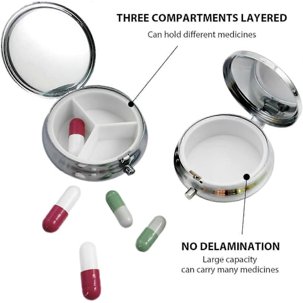 2-pack Praktisk Metall Pillerask, Multifunktionell Organizer, Vattentät och Fuktsäker Mini-fack, Lämplig för Resor, Affärsresa (FMY)