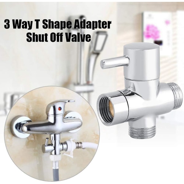 3-veis T-formet slangedeler Holdbar messingkrandeler Kromfinish Termostatisk blandebatteri for veggmontert hånddusj (DPD)