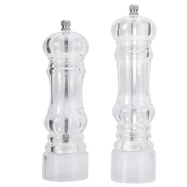Manuell Pepparkvarn och Saltshaker Set - Transparent Justerbar Kvarn och Behållare - Akryl, Klar (FMY) medium * large