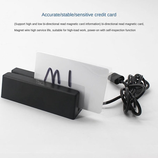 Msr90 Usb Magnetic Strip Card Reading Machine Kortleser Stripe 3 Tracks Mini Swiper For Usb Pc (FMY) Black