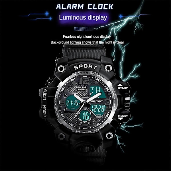 Vattentät klocka för män, sport, militär, analog kvarts, digitala armbandsur (FMY) red