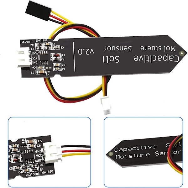 10 stk. Kapacitiv jordfugtighedssensor modul 3.3-5.5v 3-benet W/gravity ledning korrosionsbestandig til  (FMY) Black