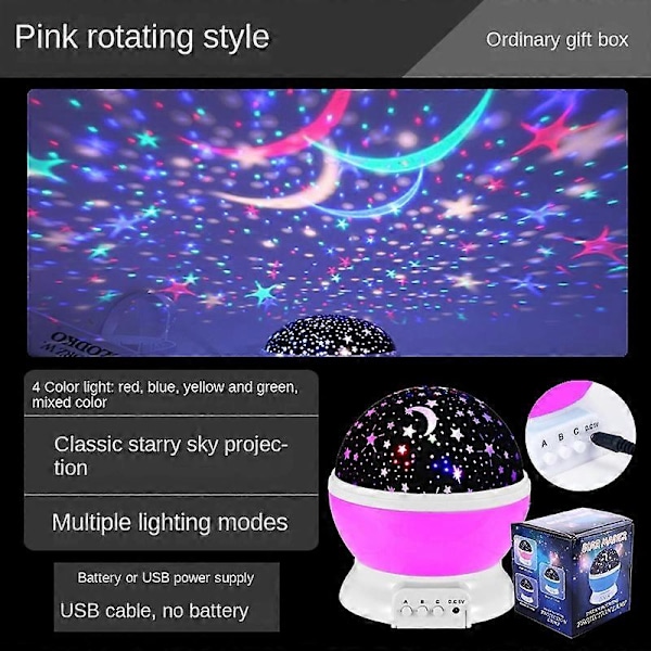 Projektor stjerneklar nattehimmel natlampe stjerneklar himmel månelys børn baby soveværelse lys roterende 2024 Ny (FMY) pink