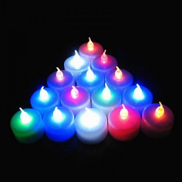 Färgväxlande LED-telampor i bulk, 6 st flamlösa te-ljus med färgglada lampor, batteridrivna färgade falska ljus, utan flimmer (FMY) 24PCS