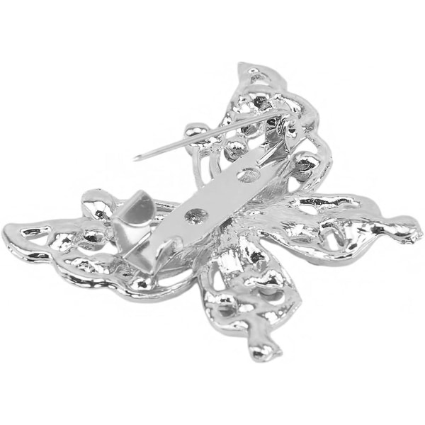 Butterfly Brosch Elegant Faux Crystal Scarf Pin Djurbrosch For Women Festival Present, silver, 3,5*3cm (FMY)