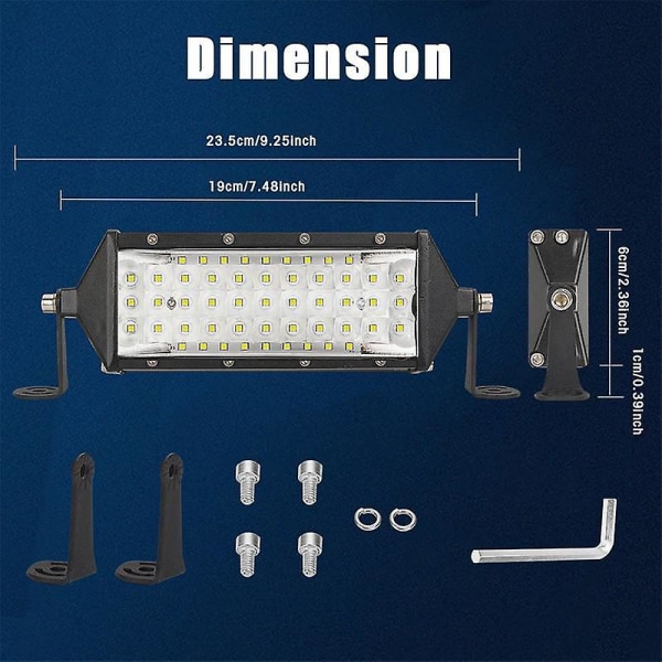 1 kpl Led-auton ajovalot 5 rivin valonheitin 144w Muokkaus Työvalo (FMY)