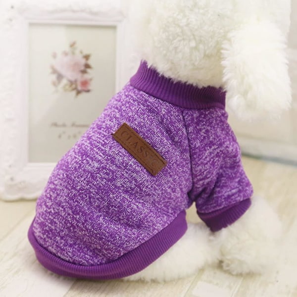 Lemmikkikoiran neulepusero, paksuuntuva lämmin, talviset lemmikkikoiran kissanvaatteet (FMY) Purple L