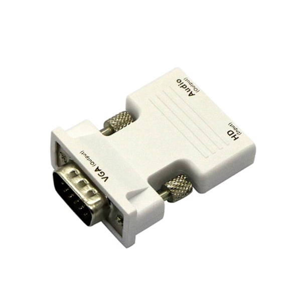 HDMI-kompatibel til VGA-konverter med 3,5 mm lydkabel for PC-bærbar PC-TV (FMY) White without line