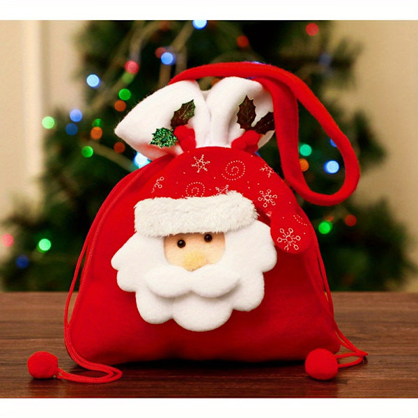 4 stk Julegaveposer med snor, Epleposer, Julegaveposer i 3D-design stoff, egnet for gaver, gaver og dekorasjoner Sup  (FMY) Apple bag set 1