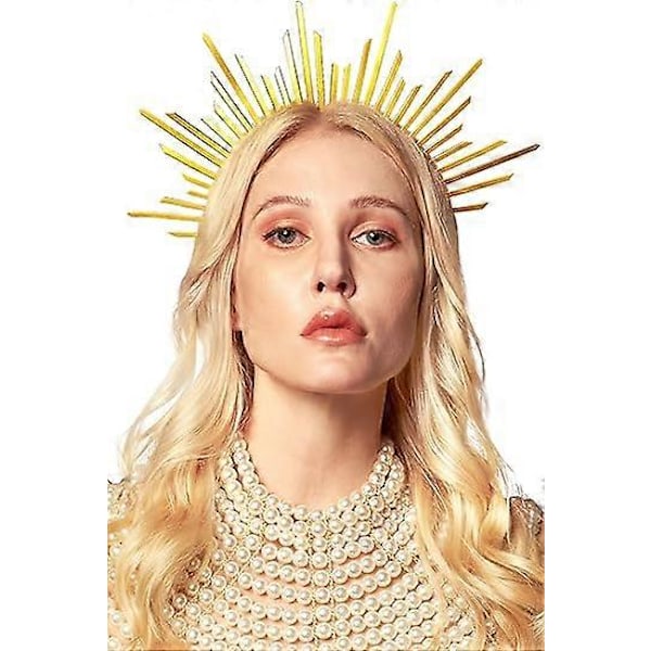 \"Halo Crown Sunburst Spike Crown Huvudsmycke Mary Hårband Kvinnors Halloween Kostym\" (FMY)