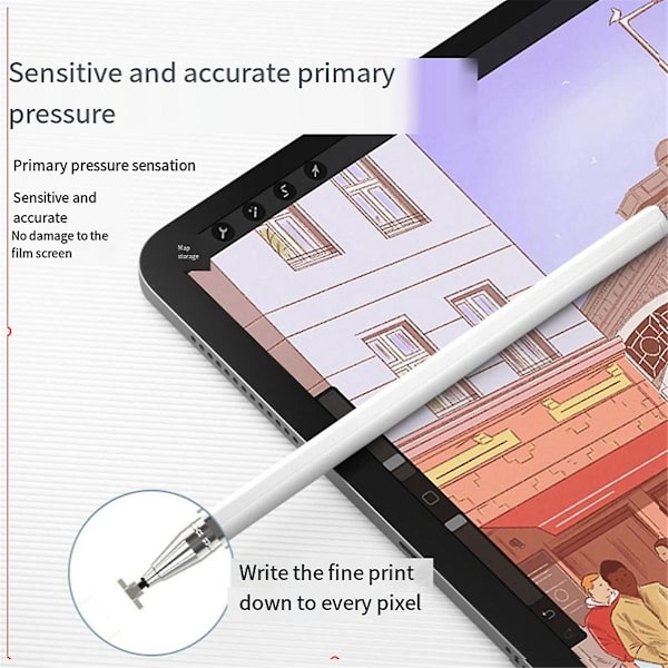 3-i-1 berøringsskjerm kapasitiv penn for nettbrett mobiltelefon universell stylus for penn, sølv (FMY)