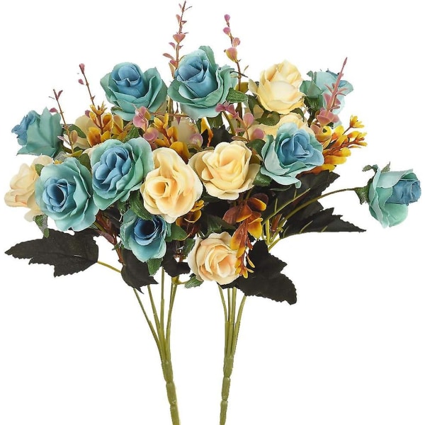 Kunstige blomster, 2 pakker med kunstige roser.24 Little Rose Silk Flowers (FMY)