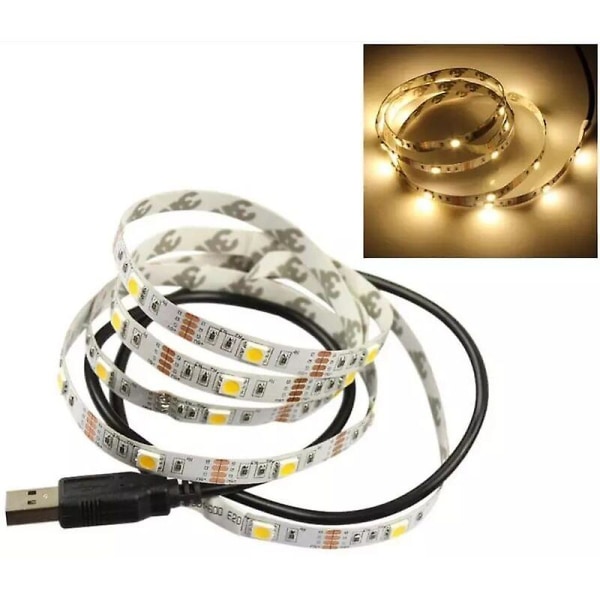 5v USB LED-strimler 2835 Varmt Hvid Hvid LED-stribe Lysstribe TV Baggrundsbelysning Stribe Hjem Dekoration Lampe 5m1pc)  (FMY)