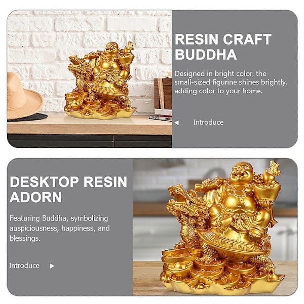 Buddha Hjemmedekor Buddha Dekor Drageturtle Buddha Statue Bokhylle Skulptur (FMY) Golden 7.50X7.00X5.20CM