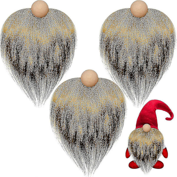 Gnome Perler og Falske Skæg 6 stk./sæt Kunstig Pels Dværg Skæg Træperle Til Jul Plys Gnome Dukke Håndlavet DIY (FMY) White