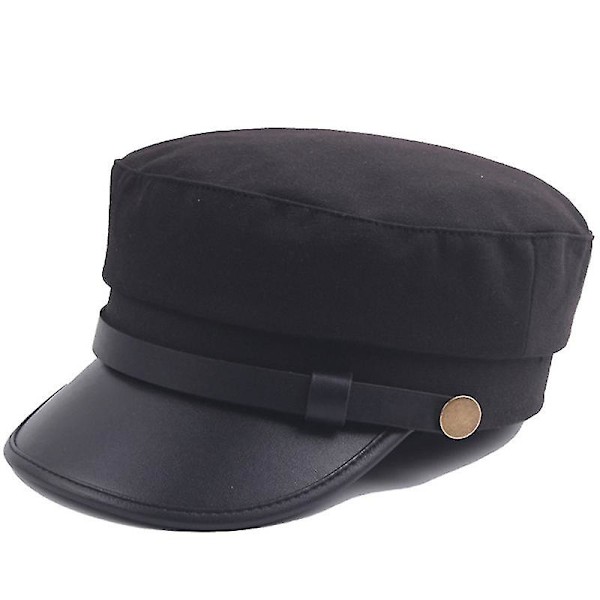 Unisex Baker Boy Lakki Lieri Newsboy Baretti Hattu Cadet Sotilaslakki (FMY) Black